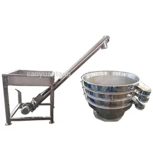 Transportador en espiral de rendimiento estable, transportador de tornillo con tolva de acero inoxidable para azúcar, sal y harina