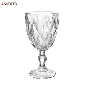 Wholesale Glassware Goblets Glass Wine Goblets Vintage Colored Decoration Clear Vintage Wedding Transparent Modern Red Glass