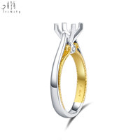 Hongkong Lieferant Feiner Schmuck Klassischer 18K Massivgold Natürlicher Diamant Halbmontierter Krappenfassung Verlobungsring für Damen