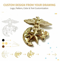 Badge métallique OEM 3D gaufré Aigle Ancre Étoile, émail dur, pour broche décorative personnalisée, moulage pour uniforme