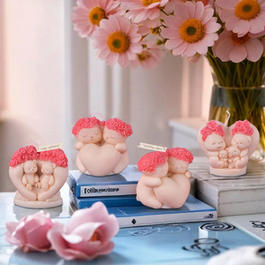 Rose Bear Scented Candle Mold Heart Shape Valentine's Day Decoration Plaster Mold <b>DIY</b> Candle Making <b>Kit</b> - Product Image 3