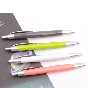 Stylo à bille personnalisé avec logo, revêtement en caoutchouc rétractable, largeur d'écriture de 1,0 mm, impression exquise, stylo en plastique fantaisie pour l'école et le bureau - Product Image 1