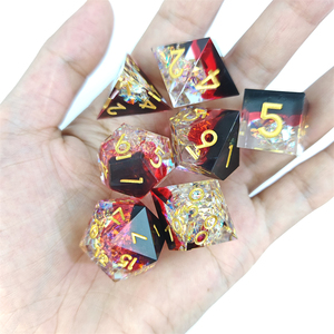 Juego de dados de resina de borde afilado para RPG Dungeons & Dragons juego de mesa negro rojo transparente lentejuelas poliédricas resina DND juego de dados - Product Image 5