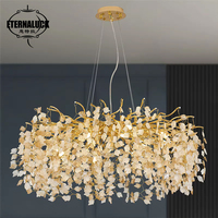Lustre moderne de luxe en cristal avec branches dorées, luminaire suspendu en forme de luciole pour salon, salle à manger, hall d'entrée, chambre à coucher