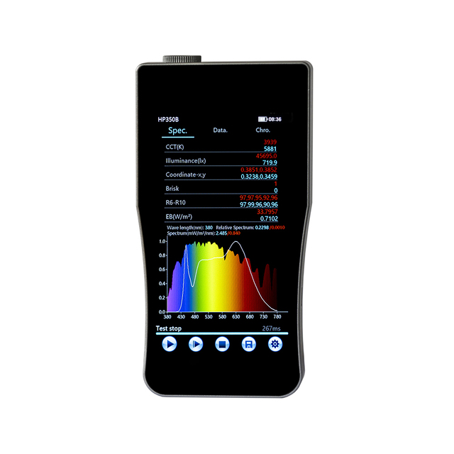 HP350B Handheld Blue Light Spectroscopic Instruments Spectral Illuminance Meter Spectrometer 5' HD IPS LCD Display 0.5nm CCT