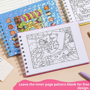 Carnet de coloriage pour enfants A5, motif ours de dessin animé mignon, livre de peinture, reliure spirale, carnet de croquis et de gribouillage pour aquarelle - Product Image 1