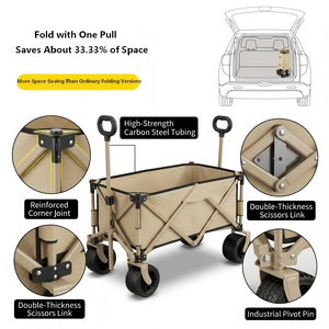 1.150L Extra <b>Large</b> Folding Camping Wagon with Deepened Bag Design Heavy Duty Picnic Wagon 150KG Capacity Gathering Foldable - Product Image 5