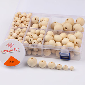 Perles en bois Crystal Tec 10mm 12mm 14mm 18mm 20mm 25mm rondes pour la fabrication de bracelets, coffret - Product Image 2