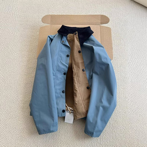 Veste décontractée réversible à col châle rétro <span class=keywords><strong>bleu</strong></span> pour femmes Real Shot, manteaux courts coupe-vent d'hiver, <span class=keywords><strong>trench</strong></span>-coat, vêtements d'extérieur - Product Image 6