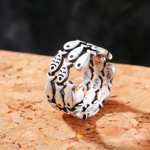 Anello a strati larghi con motivo pesce per donna, stile vintage, grazioso, a forma di animale, per uso quotidiano, accessori moda - Product Image 3
