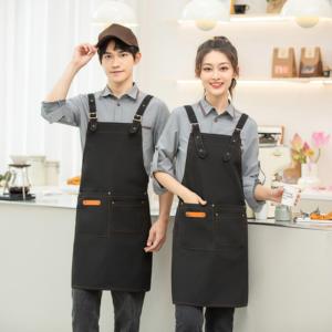 ผ้ากันเปื้อนสำหรับบาร์บีคิวในครัวผ้ากันเปื้อนสีดำสำหรับทั้งชายและหญิงผ้าคอตตอนพิมพ์ลายทั้งตัวพร้อมกระเป๋ากันน้ำปรับได้ - Product Image 2