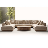 Ensemble de canapé sectionnel en U en bois moderne, fauteuil rembourré écologique et table basse pour appartements, hôtels, villas et salons