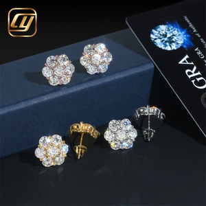 Boucles d'oreilles en forme de fleur en moissanite, argent 925 plaqué or rose, bijoux de luxe pour femmes, à porter au quotidien - Product Image 3