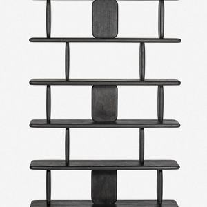 ชั้นวางหนังสือไม้เนื้อแข็งสีดำติดผนังสไตล์นอร์ดิกโมเดิร์นสำหรับห้องสมุดที่บ้าน - Product Image 2