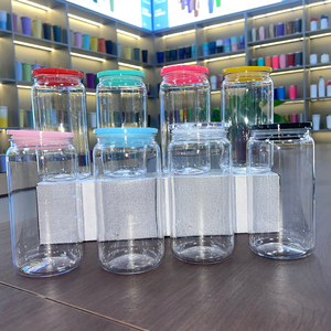 Hot Sale Reusable 16oz <strong>Plastic</strong> Drinking Can for Kids <strong>Mason</strong> <strong>Jars</strong> PP Acrylic Cup With Bamboo Lid and Straw for Children - Product Image 1