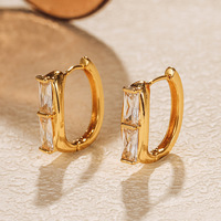 Nouvelle conception d'usine de source 3A + Zircon Boucles d'oreilles en cuivre de style populaire Boucles d'oreilles en laiton de cercle géométrique simple