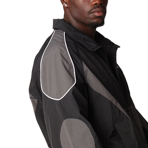 Ensemble coupe-vent à col rond à manches longues léger et personnalisé <span class=keywords><strong>OEM</strong></span> pour le style des années Men-90s/80 noir/orange/rouge/néon/réfléchissant/Peep - Product Image 6