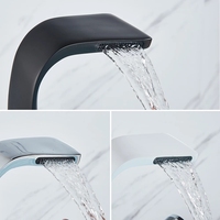 Robinet doré de salle de bains, robinet d'évier chaud et froid robinet de lavabo en laiton mélangeur de lavabo robinet léger de luxe noir de salle de bains Torneira