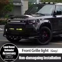 Base grise à la mode bienvenue lumière LED grille de pare-chocs avant barre lumineuse adaptée pour Land Rover Defender 90 110 130 accessoires de mise à niveau