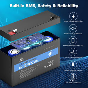 Batería de litio <span class=keywords><strong>6V</strong></span> <span class=keywords><strong>6V</strong></span> 12ah Batería recargable Lifepo4 con estuche para herramientas de generador Power - Product Image 5