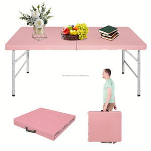 Mesa de Comedor Plegable Portátil Moderna de 4/6/8 Pies, Muebles de Exterior Ligeros de Hierro, Material Plástico Apilable Resistente al Agua - Product Image 1