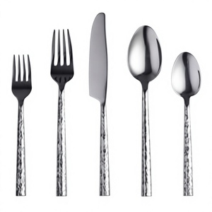 Cucharas, Tenedores y Cuchillos Plateados Reutilizables, Juego de Cubiertos de Metal de Alta Calidad de 5 Piezas, Aptos para Lavavajillas, Diseños Personalizables, Juego de Cubiertos Planos - Product Image 1