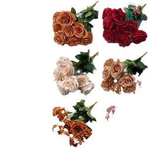 ดอกกุหลาบประดิษฐ์ 9 หัว ขนาด 45 ซม. ผ้าไหม สำหรับตกแต่งงานแต่งงาน - Product Image 5