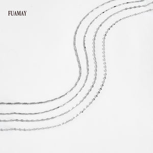 Fuamay Bán Buôn S925 Bạc Cơ Bản Vòng Cổ Chuỗi Mạ Vàng Rhodium Mạ Cơ Bản Thanh Liên Kết Pig Mũi Dưa Hạt Giống Chuỗi - Product Image 1