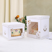 Boîte d'emballage cadeau pliable en cuir-papier personnalisé avec fenêtre pour gâteau, dessert, pâtisserie, gaufrage, feuille de sushi, bougie