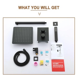 Xinxi 10-inch Stainless Steel Matte Black American Style Concealed Wall-mounted Handheld Shower <b>Set</b> Vacuum Coated Rainfall <b>Spray</b> - Product Image 4