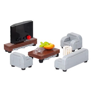 Kit de construction MOC City Home Series en plastique ABS, accessoire de mobilier, bibliothèque, table, modèle à assembler, briques DIY éducatives - Product Image 4