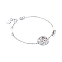 Brazaletes populares para jóvenes, pulseras colgantes de estilo moneda exquisita, de plata de ley, informales