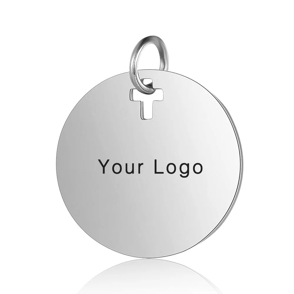 Stainless Steel Custom Name Picture Flat Circle Round Blank Stamping Tag Pendants Charms fro Men Women