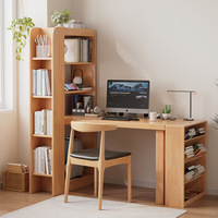 Bureau d'angle en bois massif au design moderne et épuré avec étagère intégrée pour bureau à domicile, étude ou ordinateur