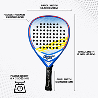 Raquette de Padel de Plage Personnalisée Légère et Portable en Fibre de Carbone Intégrale, Forme de Raquette de Tennis, Équilibrée pour le Contrôle, Idéale pour les Amateurs