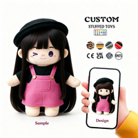 Poupées en coton personnalisées à cheveux longs noirs, belles et élégantes, vente directe d'usine, jouets en peluche personnalisés en tissu doux