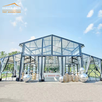 Tentes Chapiteaux de Luxe Transparentes avec Parois en Verre, Tentes de Mariage Personnalisées 10X30 pour Événements 100 300 500 Personnes, Grande Tente Extérieure en Aluminium