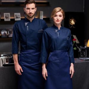 Moda Blanco Triángulo Escote Uniforme Para Mesero De Restaurante Chef Uniforme Diseño Imagen - Product Image 3