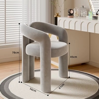 Chaise en tissu de designer haut de gamme de luxe moderne avec dossier, style 'Horn', pour chambre de fille, tabouret de maquillage pour influenceuses, pour manucure et salon