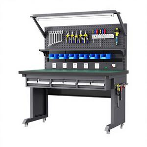 Table d'inspection industrielle antistatique éclairée robuste pour ligne d'assemblage, en acier au carbone, usage en atelier, haute résistance, moderne GQK - Product Image 5