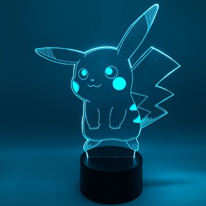 <span class=keywords><strong>Lampe</strong></span> <span class=keywords><strong>LED</strong></span> 3D à capteur tactile, <span class=keywords><strong>lampe</strong></span> de table <span class=keywords><strong>Pikachu</strong></span> à couleur changeante RVB pour enfants, décor de chambre à coucher - Product Image 2