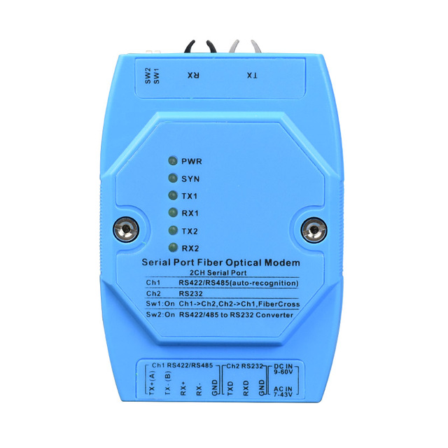 Industrial 1 Port Serial RS485 RS422 to Plastic Optic Fiber Converter