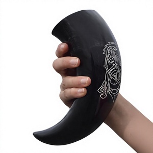 Antique 100% Original Ox Horn Viking Mugs-Lightweight Dishwasher Safe Bamboo Lid Eco-Friendly Beer/Christmas Decoration for Bar - Product Image 3