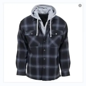 Factory Supply 100% Cotton Check Multi Colors Hooded Flannel Shirt Long Sleeve Plaid Flannel Shirts With Hood