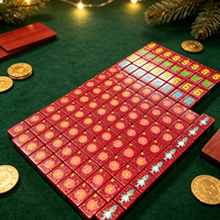 Ensemble de Mahjong de Luxe en Acrylique Transparent Rouge avec Motif Père Noël, Tuiles de Mahjong Portables, Jeu de Table pour Réunions Familiales