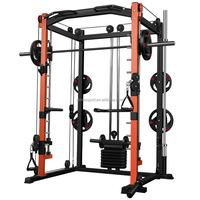 Dinuo Machine Smith multifonction en métal, équipement de gym, appareil de crossover par câble, rack à squats, power rack, charge maximale 300 kg, poids 45 kg