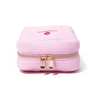 Sac de maquillage gonflable personnalisé Koncai pour voyage, organiseur mignon en coton matelassé gaufré, trousse de toilette cosmétique pour femmes