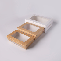 Caja de Sushi Kraft con Ventanas Dobles, Contenedor Desechable para Llevar Sushi y Bento, Caja de Empaque para Alimentos al por Mayor con Logotipo Personalizado OEM