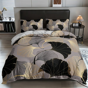 Groothandel <span class=keywords><strong>3</strong></span>-delige Ginkgo Blad Dekbedovertrek Set Bladeren Bloemen Slaapkamer Dekbedovertrek met Kussenslopen - Product Image 2