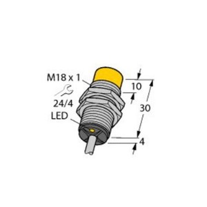 Sensor de Proximidad Inductivo TURCK M18x1 con Pantalla LED, Longitud de 30 mm, Terminal de Tornillo, Cuerpo de Latón Cromado - Product Image 1